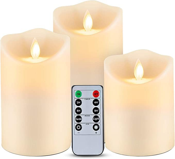 Amazon.com: Homemory Waterproof Flickering Flameless Candles, Outdoor Indoor Battery Operated LED... | Amazon (US)