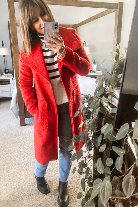 Every single time k wear this jacket I get multiple compliments.
I guess there’s something about the bold red and the fuzzy fabric that makes it stand out.
And while this one is super old (classics never die), I highly recommend finding a red coat for yourself if you can. It’s the perfect pick me up on a freezing winter day. 

#LTKSeasonal #LTKover40 #LTKworkwear