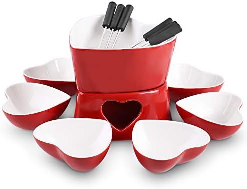 Amazon.com: [Bigger and Improved] Zen Kitchen Fondue Pot Set, Glazed Ceramic Fondue Set for Choco... | Amazon (US)