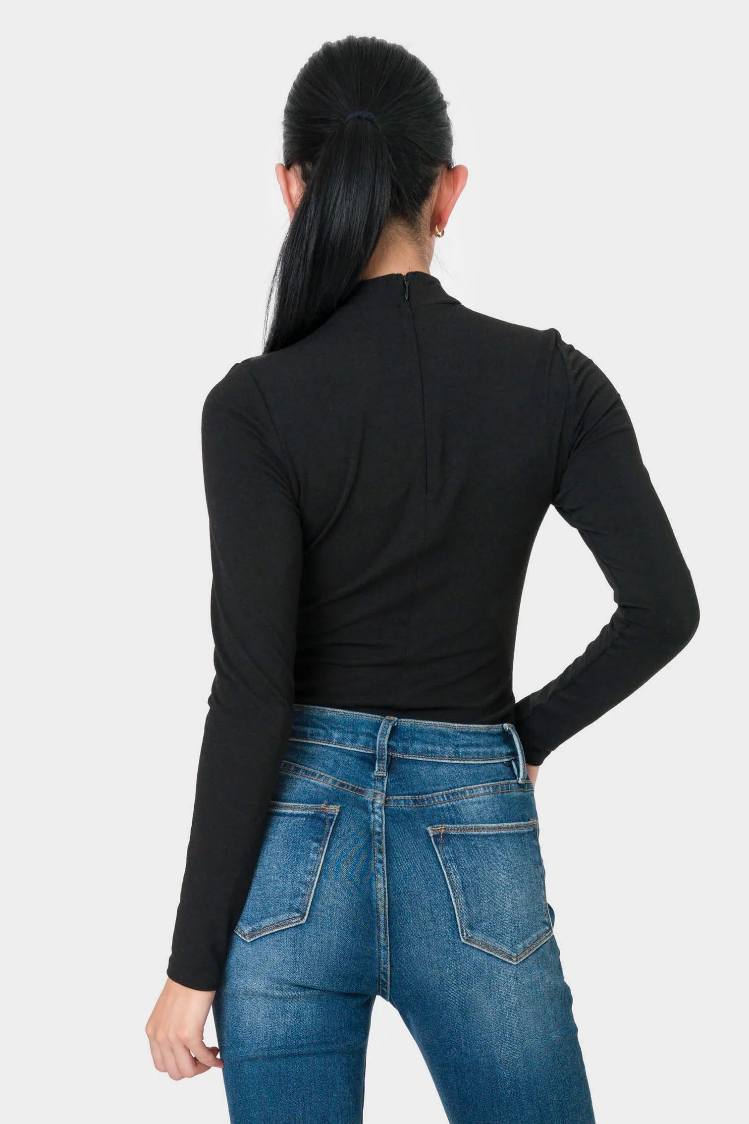 Long Sleeve Essential Mock Neck Thong Bodysuit | Gibson