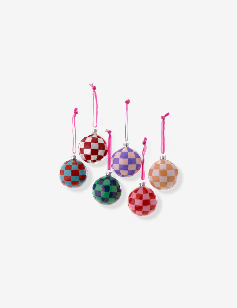 Checkered Ball Ornaments (Set of 6) | Lulu and Georgia 