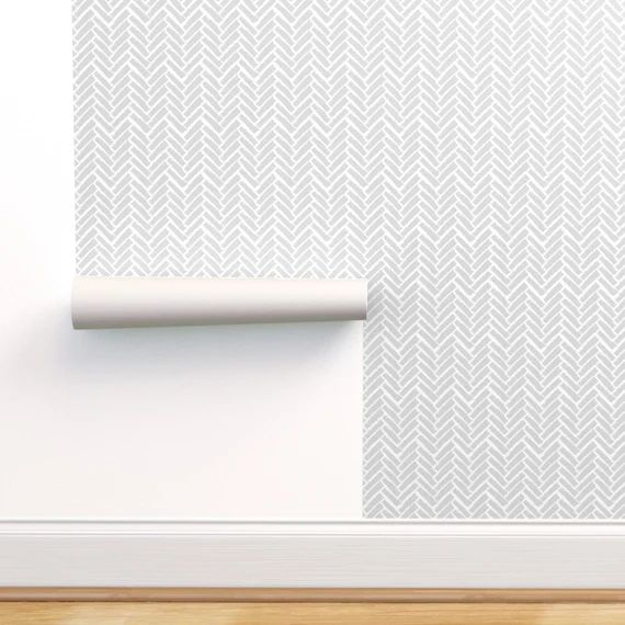 Herringbone Wallpaper  Modern Herringbone Gray by Pearlphire | Etsy | Etsy (US)