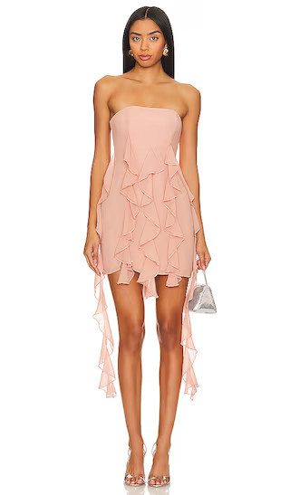 Denali Mini Dress | Blush Pink Ruffle Dress | Ruffle Mini Dress | Pink Strapless Dress | Revolve Clothing (Global)