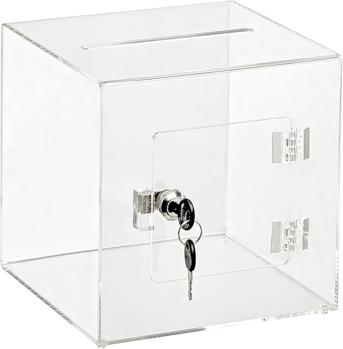 AdirOffice 8" x 8" Acrylic Ballot Box Donation Box with Easy Open Rear Door - Durable Acrylic Box... | Amazon (US)