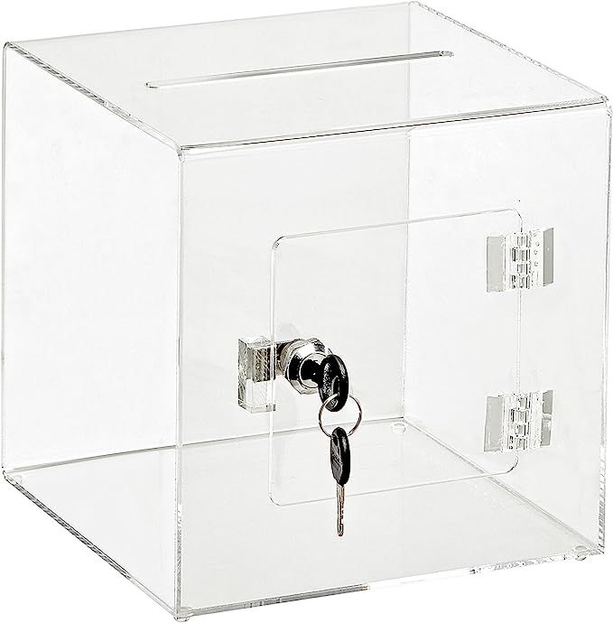 AdirOffice 8" x 8" Acrylic Ballot Box Donation Box with Easy Open Rear Door - Durable Acrylic Box... | Amazon (US)