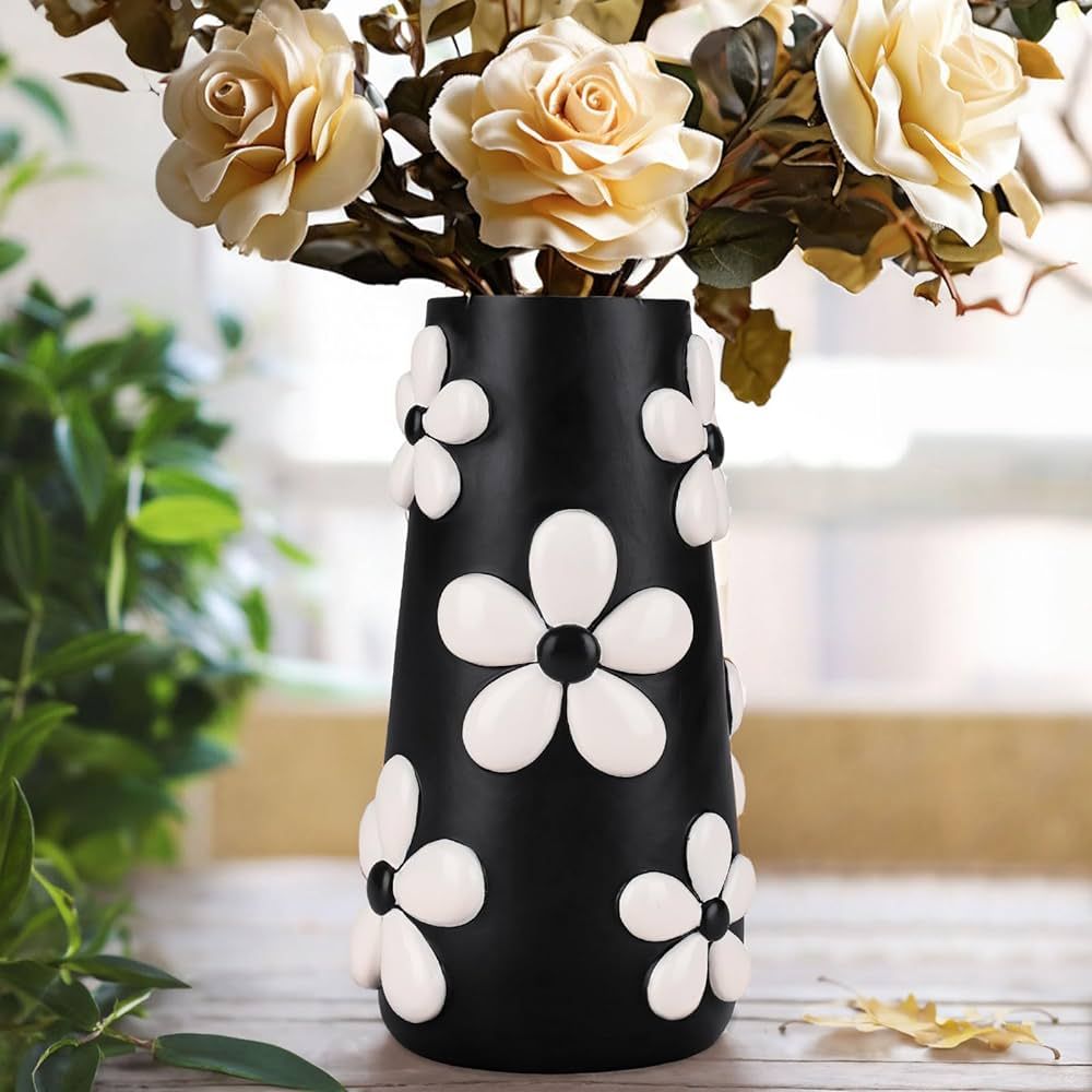 GUGUGO Black and White Flower Vase Home Decor, 8-Inch-Tall Funky Mushroom Decor, Boho Vases for C... | Amazon (US)