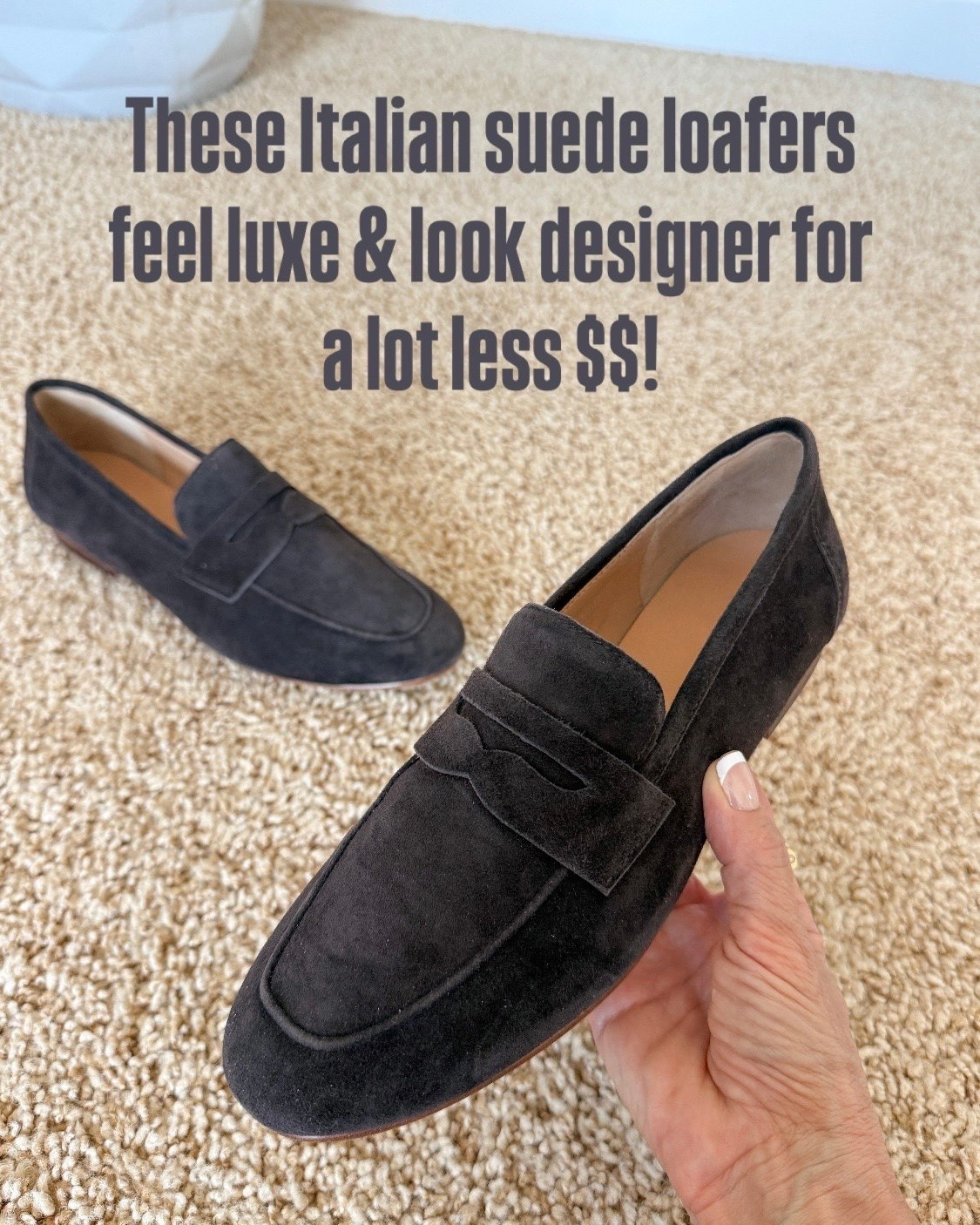 These Italian suede loafers are one of those shoes that instantly make an outfit feel more expensive. The soft suede, classic penny loafer shape, and low profile give you that designer look for a fraction of the price, and they’ll be so good with denim and trousers heading into fall.

Suede loafers, Italian suede, Fall shoes, Penny loafers, Classic shoes, Fall fashion, Designer inspired shoes, Everyday flats, Fall outfit ideas, EverydayHolly

#LTKootd #LTKSeasonal #LTKWorkwear