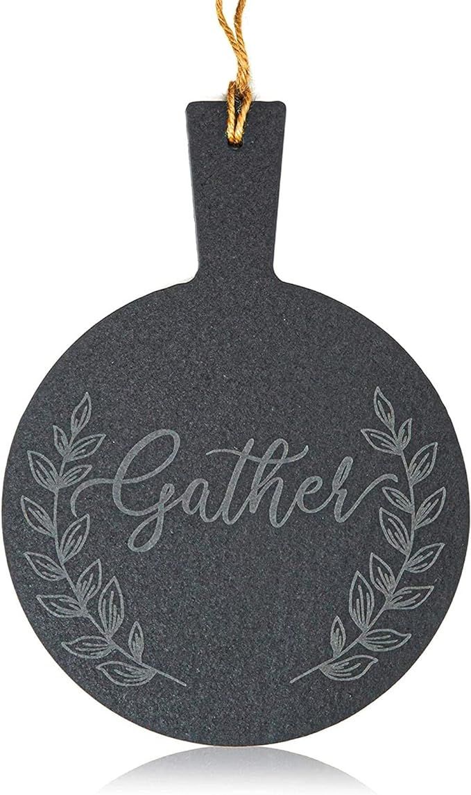 Round Slate Cheese Board with Rope, Gather Serving Board (7.3 x 10 In, Black) | Amazon (US)