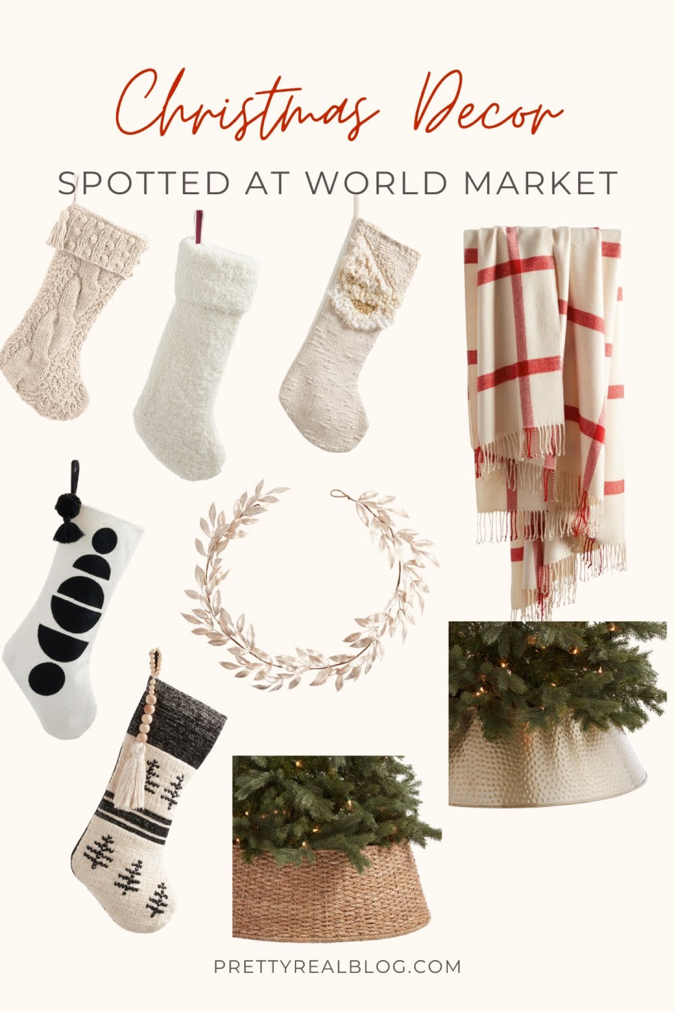 Windowpane throw blanket, tree collar in stock, golf leaf garland, white stockings, neutral stocking, boho stocking, tribal stocking, Christmas decor 

#LTKhome #LTKHoliday #LTKSeasonal