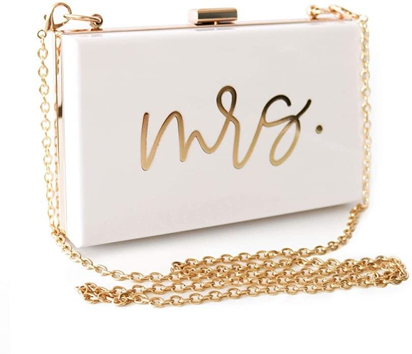 Mrs Purse Acrylic Clutch Bridal Shower Engagement Gift for Bride Honeymoon | Amazon (US)