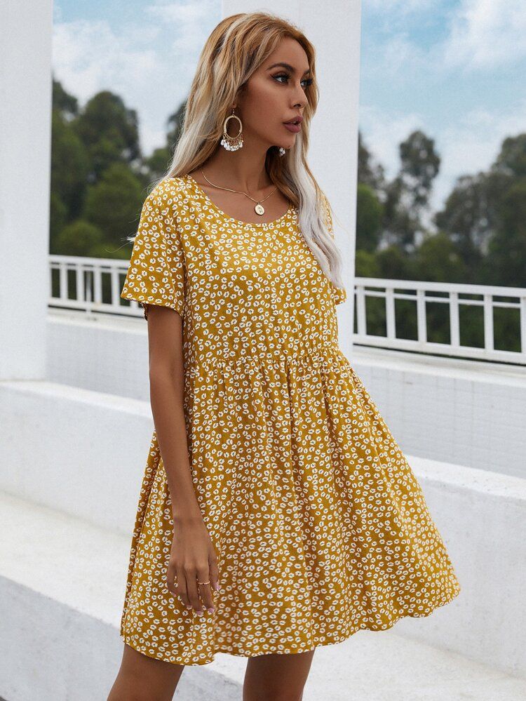 Ditsy Floral Print Smock Dress | SHEIN