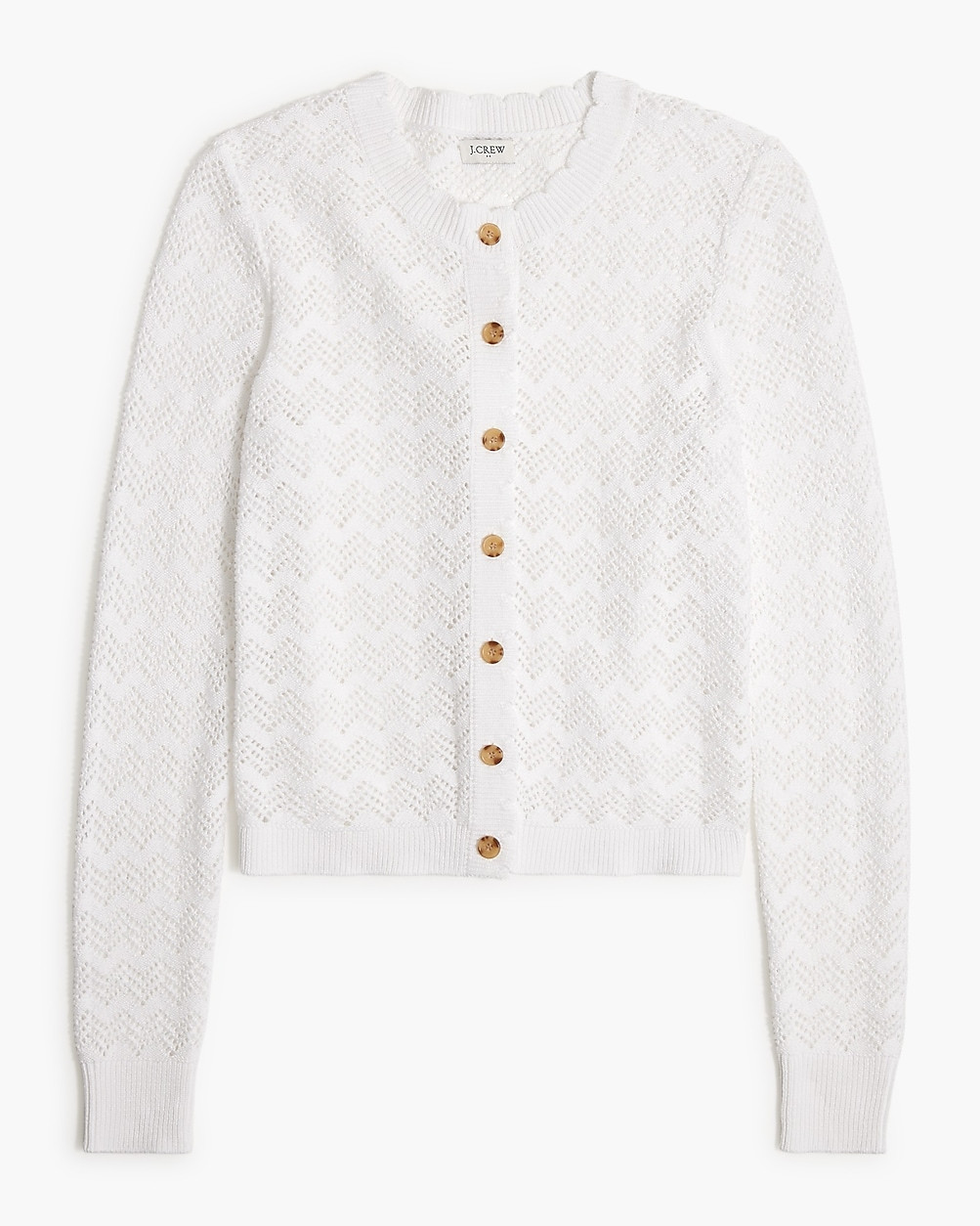 Scalloped pointelle cardigan sweater | J.Crew Factory