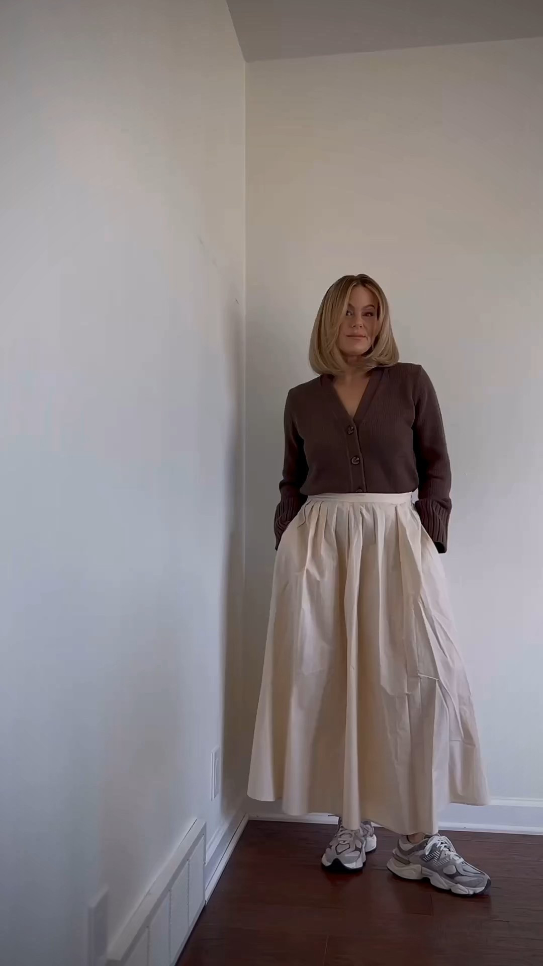 Inspo: cardigan, flowy skirt, sneakers and shoulder bag

#LTKStyleTip #LTKWorkwear #LTKOver40