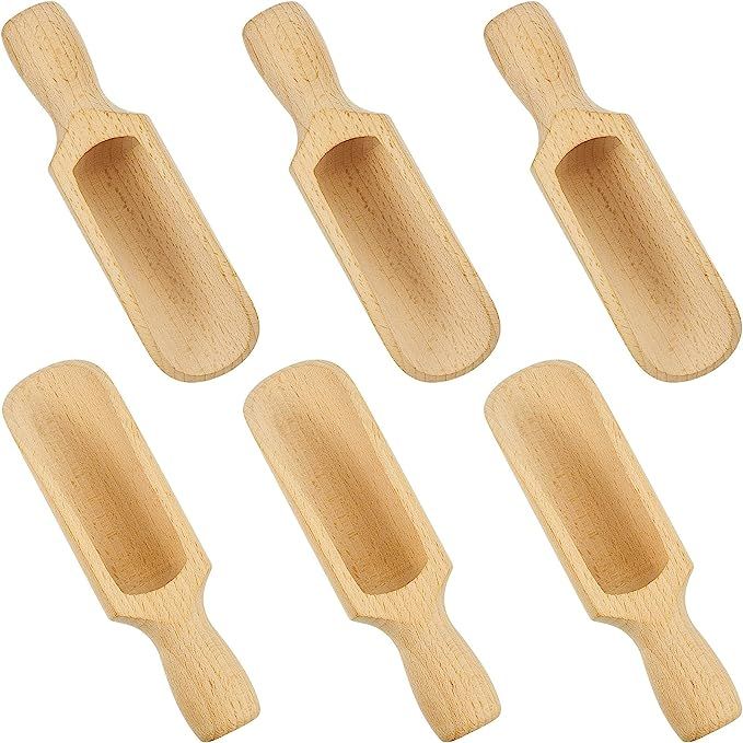 Amazon.com: 6 Pieces Wooden Scoop 5.5 Inches Beech Wood Scoop with Handle Large Bath Container Mu... | Amazon (US)