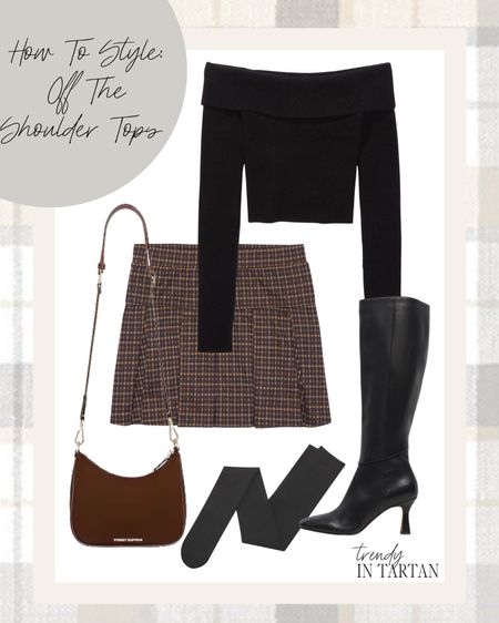 How to style off the shoulder tops!

Off the shoulder sweater, black sweater, plaid skirt, mini skirt, crossbody purse, knee high boots, tights, fall outfit

#LTKSeasonal #LTKstyletip #LTKmidsize
