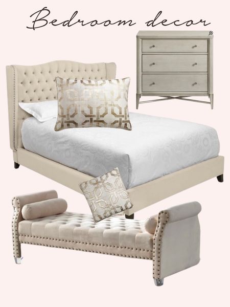 Upholstery bed Macy comforter gold dresser nightstand neutral bench 

#LTKsalealert #LTKunder100 #LTKhome