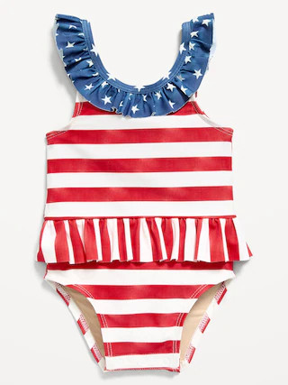Printed Ruffle-Trim One-Piece Swimsuit for Baby | Old Navy (US)