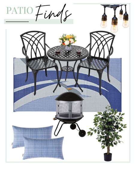 Patio furniture, patio table and chairs, string lights, area rug, fire pit, accent pillows, artificial ficus tree

#LTKHome #LTKStyleTip #LTKSeasonal