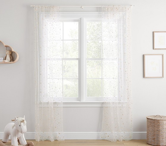 Embroidered Star Sheer Curtain | Pottery Barn Kids