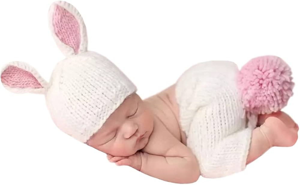 Newborn Photography rabbit Outfits Boy Girl Baby Photo Outfit Infant Photo Shoot Crochet Props Pi... | Amazon (US)