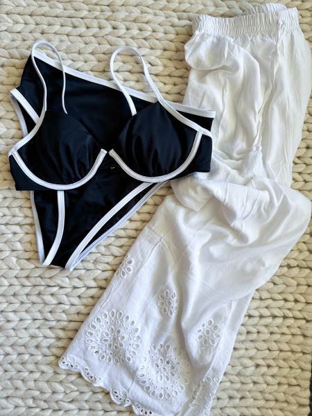 The most flattering bikini - runs TTS
Coverup pants are sold out, tagging similar. 

#swim #bikini 

Black Bikini - Black and White Swimsuit - Resort Wear 


#LTKSwim #LTKTravel #LTKStyleTip