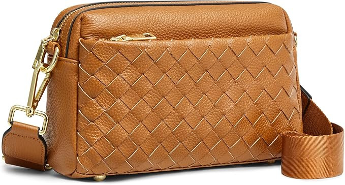 Kattee Woven Bag for Women, Small Soft Genuine Leather Shoulder Purses and Handbags Crossbody | Amazon (US)