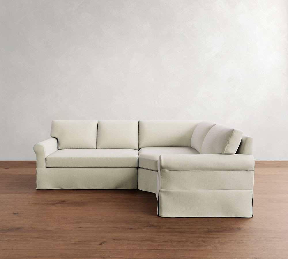 York Roll Arm Slipcovered 3-Piece Wedge Sectional (103") | Pottery Barn (US)