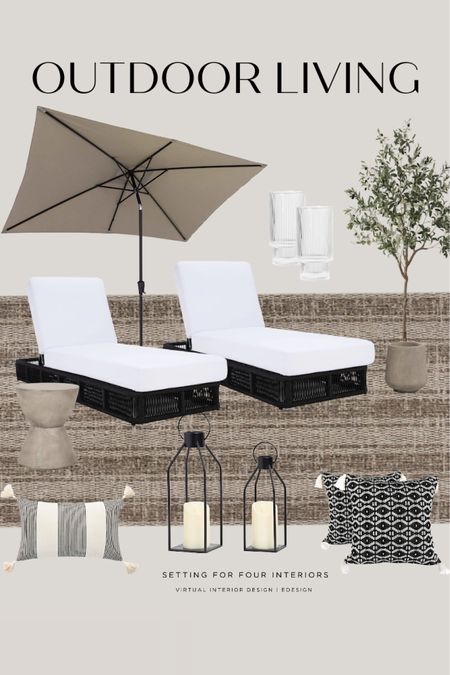 Outdoor living. Chaise lounge chairs, outdoor rug, outdoor pillow, lanterns, acrylic glasses, olive tree, outdoor umbrella, outdoor plant pot, Amazon home, found it on Amazon , Amazon outdoor, modern organic, home decor, Amazon finds, patio, pool, summer, earth day, entertaining 

Virtual interior Design. EDESIGN 


#LTKunder50 #LTKsalealert #LTKhome