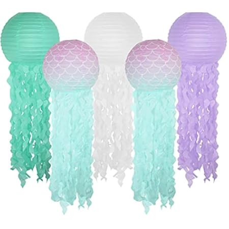Just Artifacts 12-inch Hanging Jellyfish Paper Lanterns (3pc, White) | Amazon (US)