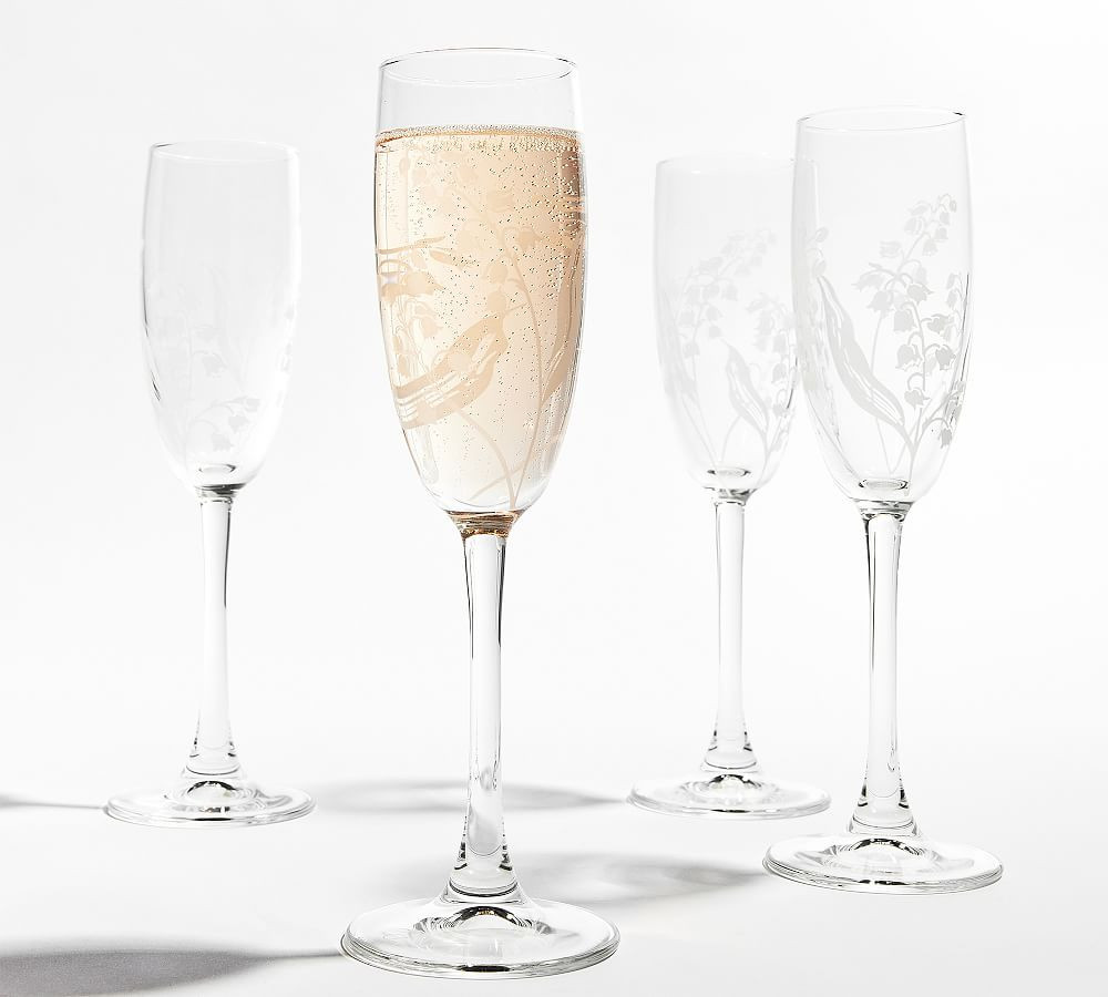 Lily of the valley champagne flutes