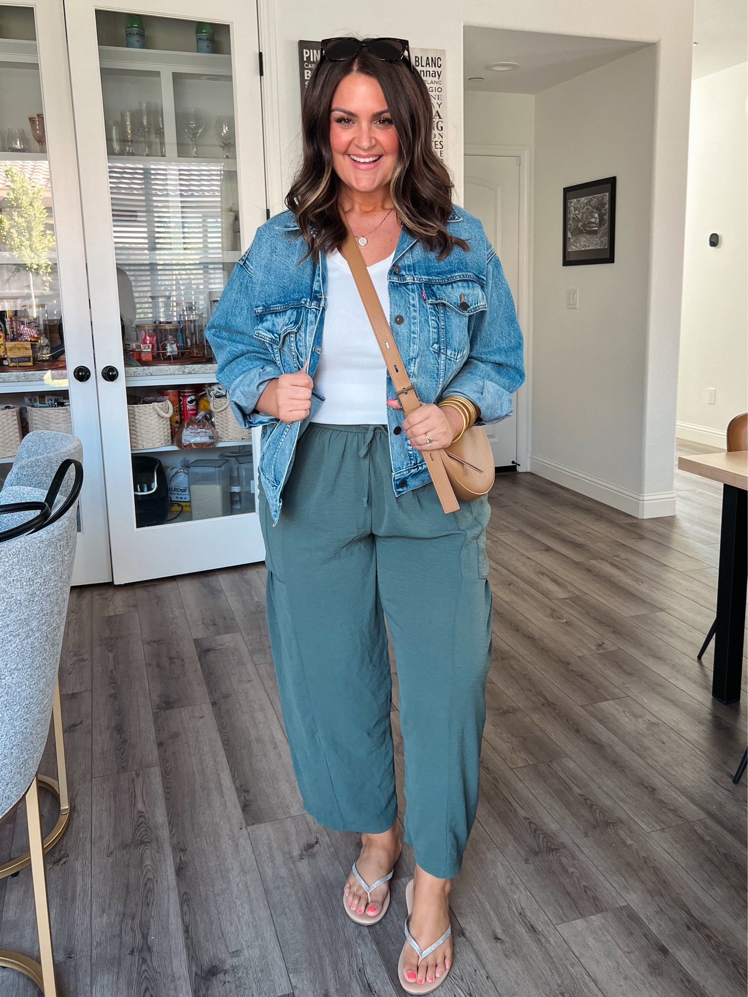 Tank & pants, xl
Denim jacket, large (oversized)
Sandals, true to size

Easy outfit, midsize, size 14, mom style, errands outfit, travel outfit, wide leg pants, fall fashion, elevated basics, Amazon fashion 

#LTKMidsize #LTKStyleTip #LTKBacktoSchool