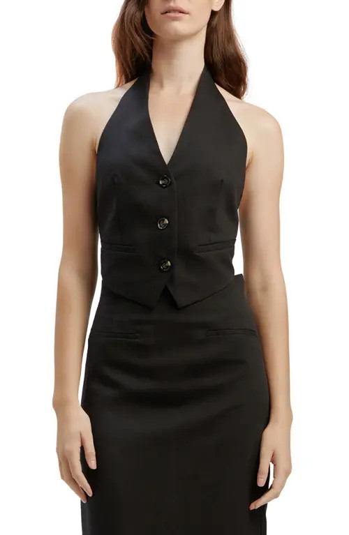 Bardot Felda Halter Vest in Black at Nordstrom, Size 2 | Nordstrom