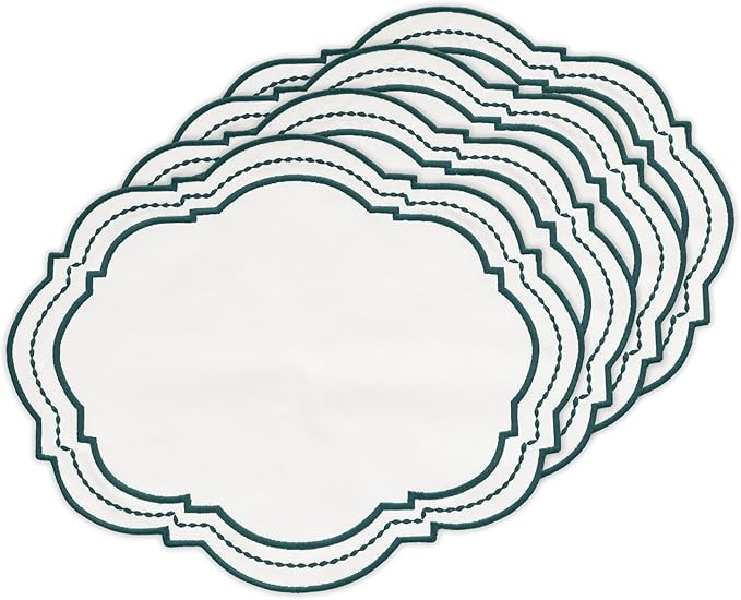 Green Placemats Set of 4, Oval Placemats, 100% Cotton Placemats, Oval Placemats, Cloth Placemats,... | Amazon (US)