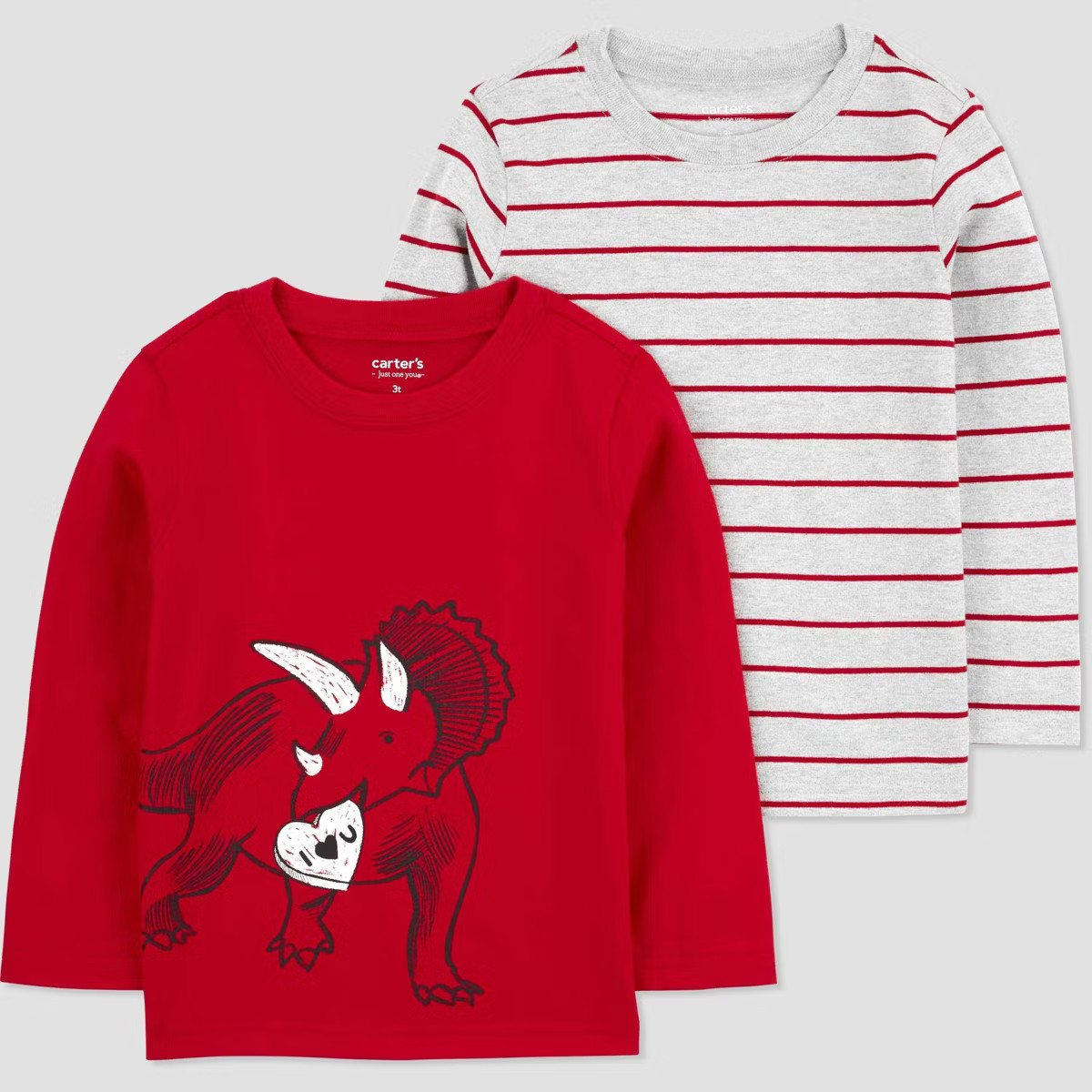 Carter's Just One You® Toddler Boys' 2pk Valentine's Day Dino T-Shirt - Red/Gray | Target
