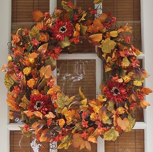 The Wreath Depot Highland Silk Fall Door Wreath 24 Inch, Full Handcrafted Autumn Front Door Wreat... | Amazon (US)