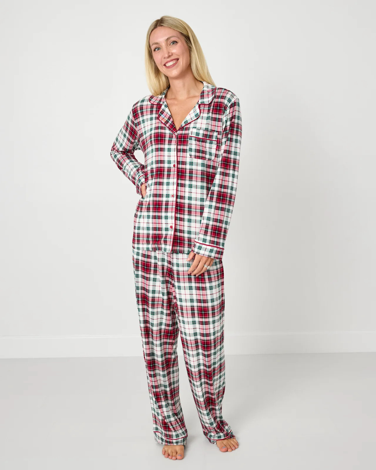 Holly Plaid Women's Long Sleeve Pajama Set | Little Sleepies