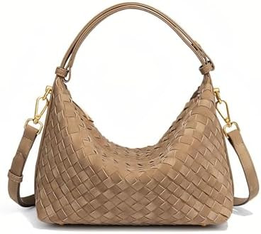 Woven Suede Hobo Purse for Women,Faux Suede Shoulder Bag,Woven Crossbody Bag,Handle Bag with 2 ad... | Amazon (US)
