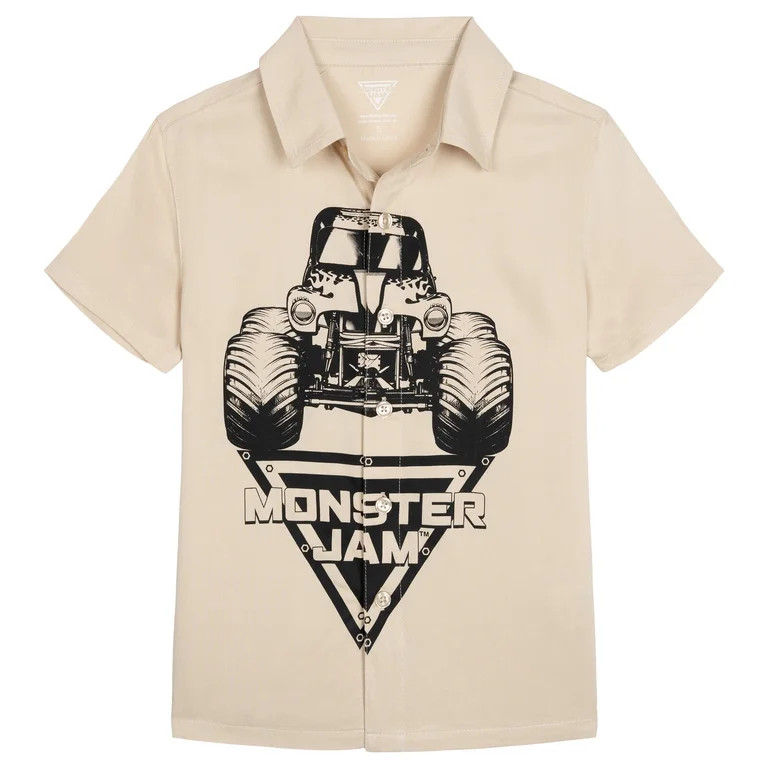 Monster Jam Grave Digger Hawaiian Button Down Dress Shirt Toddler to Big Kid | Walmart (US)