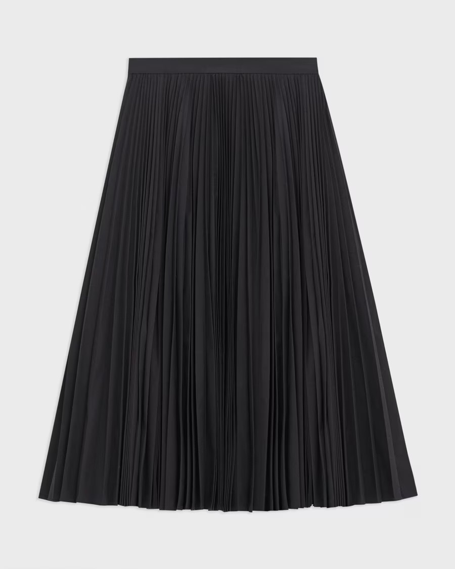 Pleated Midi Skirt in Sleek Poplin | Theory