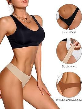 DEANGELMON Seamless Thongs for Women No Show Thong Underwear Women Comfortable Multiple Pack | Amazon (US)