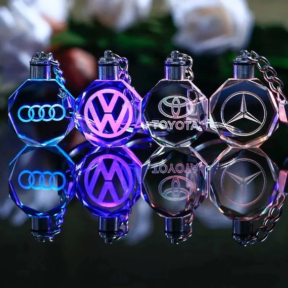 Customized Car LED keychain Personalized Laser Engraved Crystal Car Logo Styling Keychain LED Lig... | Etsy (US)