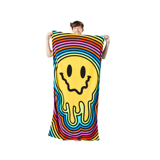 rainbow melting smiley face beach towel 30in x 60in | Five Below