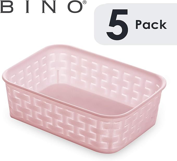 BINO Woven Plastic Storage Basket (Light Pink, 5PK- XS) | Amazon (US)