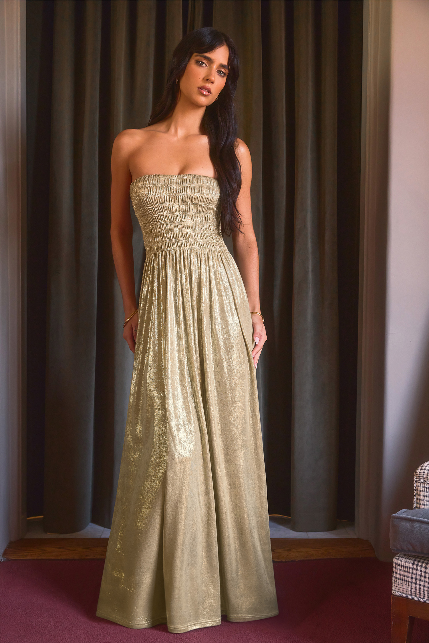 x Renee & Elisha Herbert Golden Goddess Maxi Dress | Cupshe US