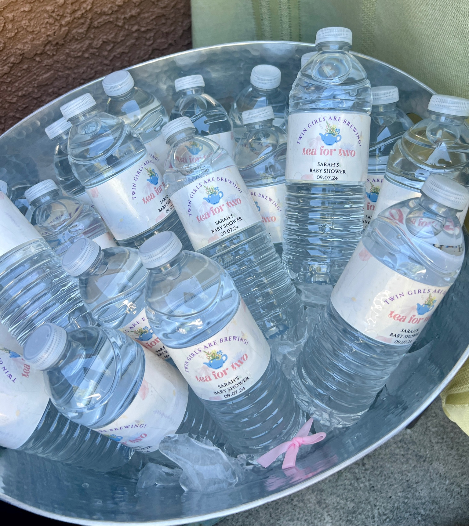 Hydration with a personal touch! 💧✨ I made these custom waterproof labels for my friend's baby shower—perfect for adding a special detail to any event. They’re durable, easy to make, and add a fun, personalized element to the party. 🌿 Swipe to see how you can create your own! #DIYPartyDecor #BabyShowerInspo #PersonalizedParty #TeaForTwo #LTKParty

#LTKBaby #LTKParties
