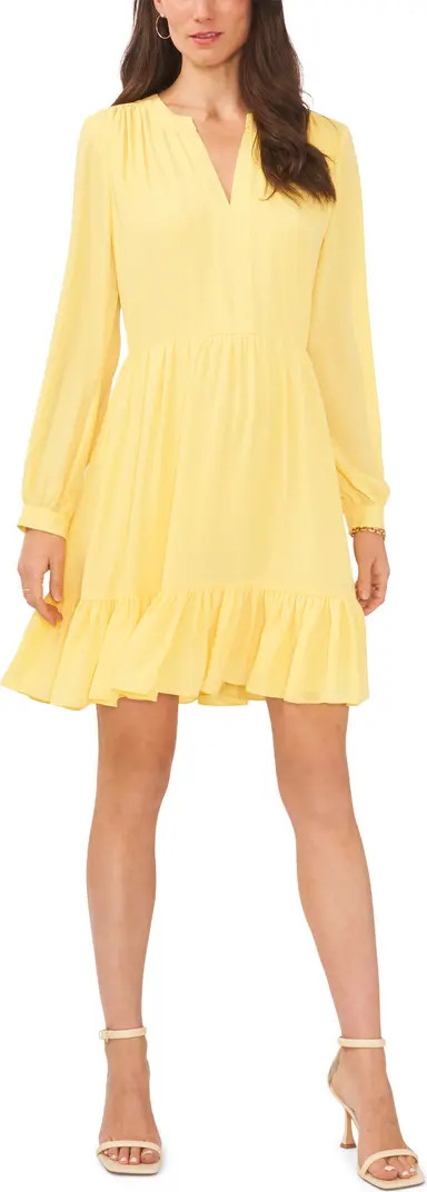Vince Camuto Long Sleeve Ruffle Hem Chiffon Dress | Nordstrom | Nordstrom