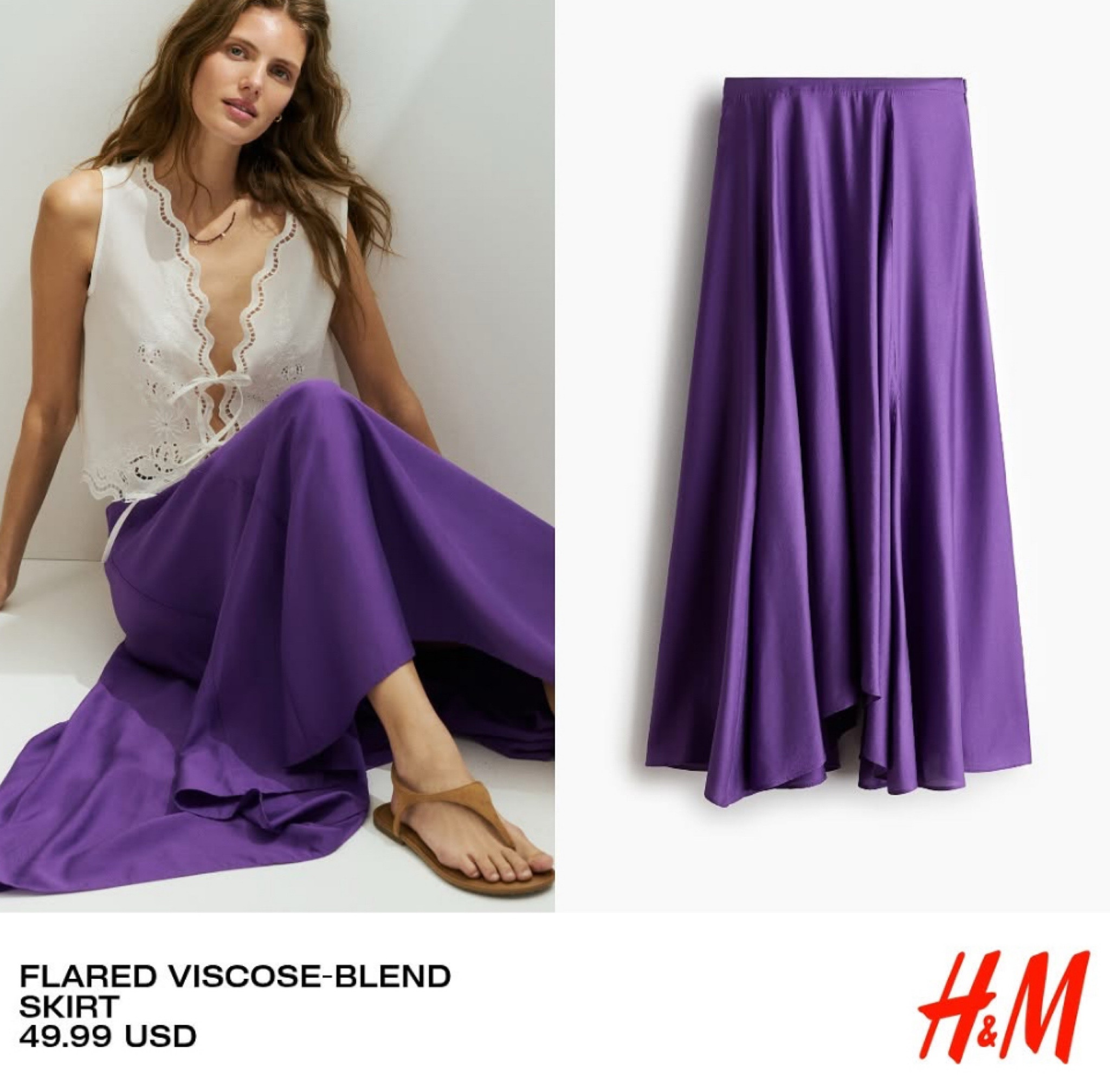FLARED VISCOSE-BLEND SKIRT