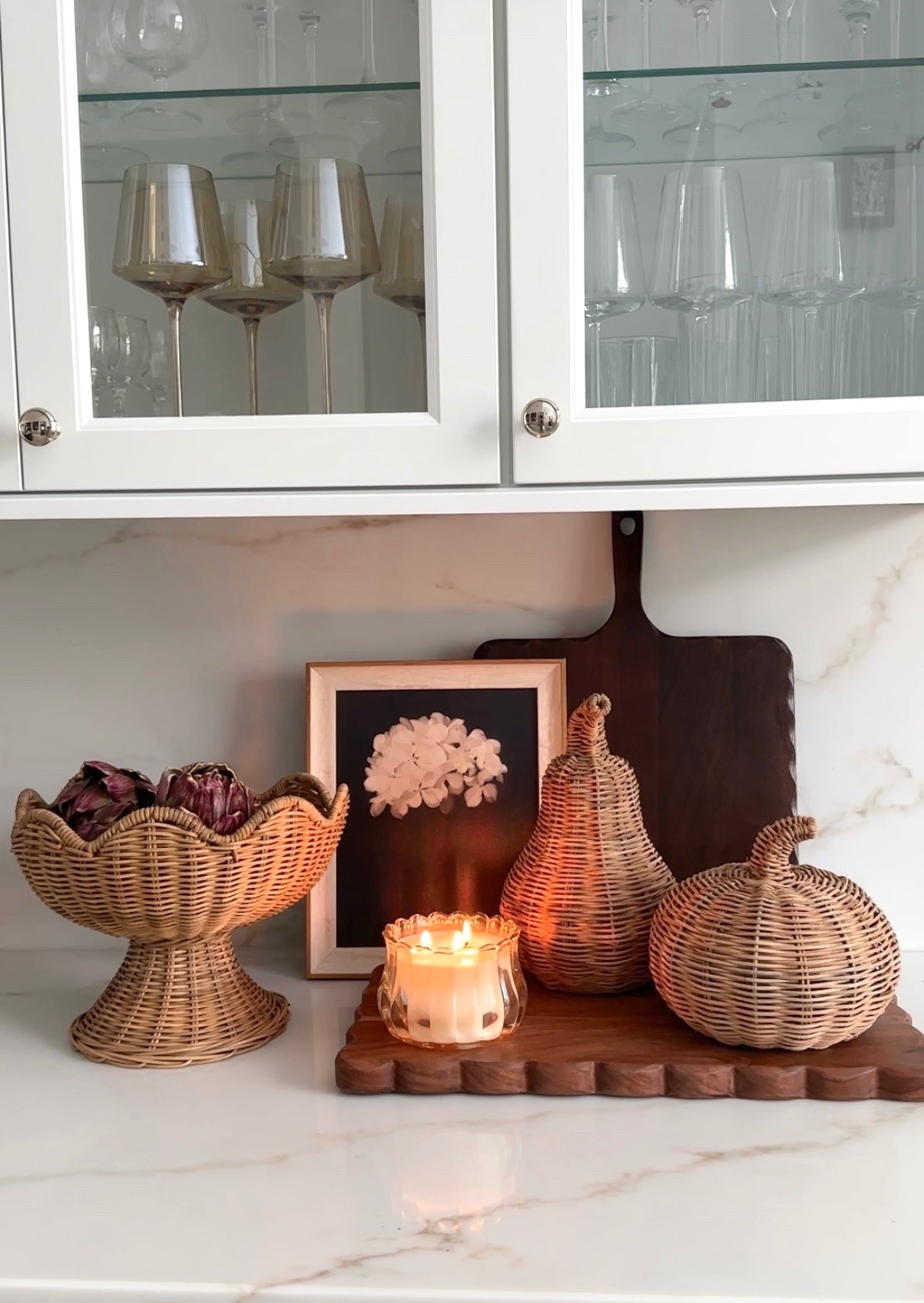 I love these woven pumpkins on sale, pedestal bowl for neutral fall styling! Shop new wood board, fall candles, faux artichokes, amber wine glasses, artwork and more neutral fall styling.

#LTKdayinmylife #LTKHome #LTKSaleAlert