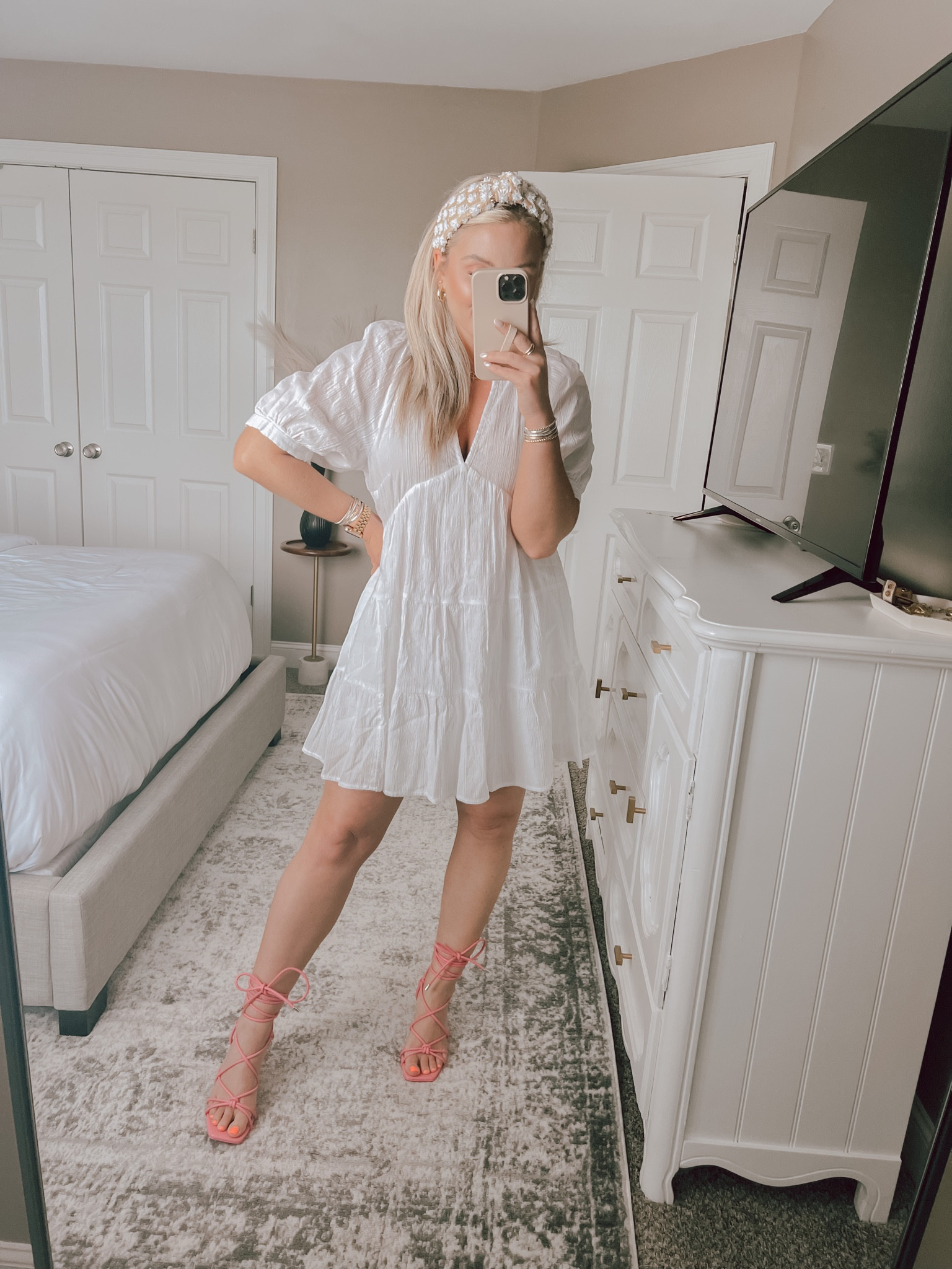 Target white dress perfect for summer, brides, graduations, etc. 
wearing a small 


#LTKunder50 #LTKSeasonal #LTKstyletip