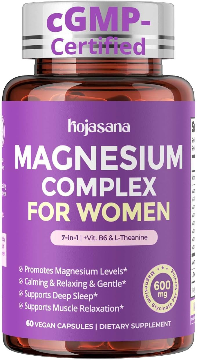 7-in-1 Magnesium Complex for Women for Sleep, 60 Vegan Capsules | With 600mg Magnesium Glycinate ... | Amazon (US)